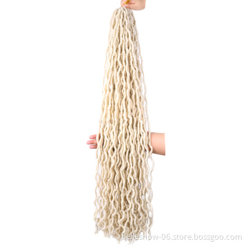Hot sell Synthetic Gypsy Locs Extension Jumbo Braids Freetress Wavy Curly Crochet Braid Hair 36 inches  Goddess Faux Locs Hair
